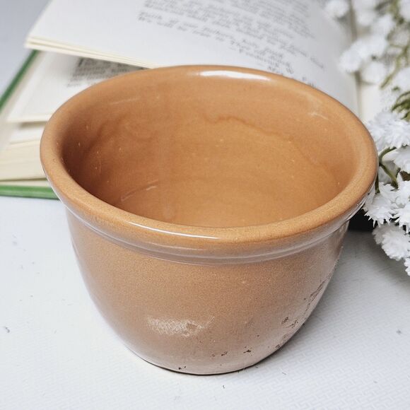 Vtg Weller Custard Cup Ramekin Light Brown Earthenware Retro Cup Small Planter - Picture 8 of 9